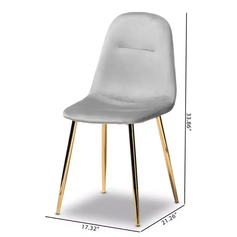 Set of 4 Elyse Velvet Upholstered Metal Dining Chairs - Baxton Studio