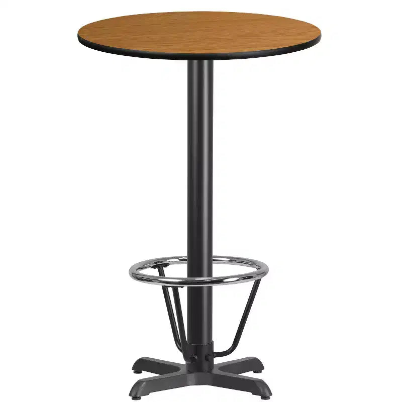 Flash Furniture 24'' Round Laminate Table Top with 22'' x 22'' Bar Height Table Base and Foot Ring