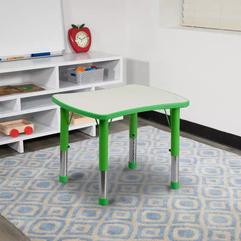 Flash Furniture 21.875W x 26.625L Rectangular Plastic Height Adjustable Activity Table