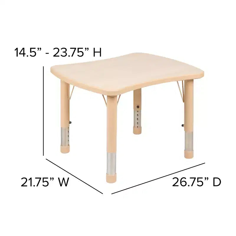 Flash Furniture 21.875W x 26.625L Rectangular Plastic Height Adjustable Activity Table
