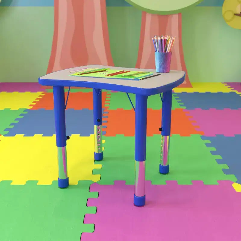 Flash Furniture 21.875W x 26.625L Rectangular Plastic Height Adjustable Activity Table
