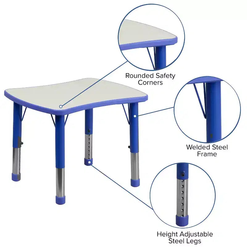 Flash Furniture 21.875W x 26.625L Rectangular Plastic Height Adjustable Activity Table