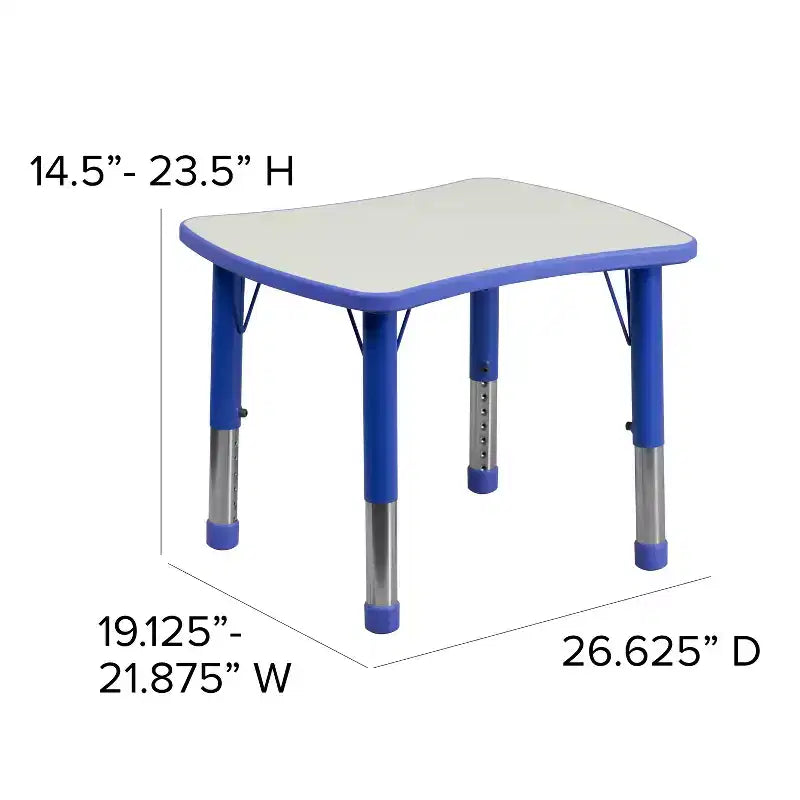 Flash Furniture 21.875W x 26.625L Rectangular Plastic Height Adjustable Activity Table
