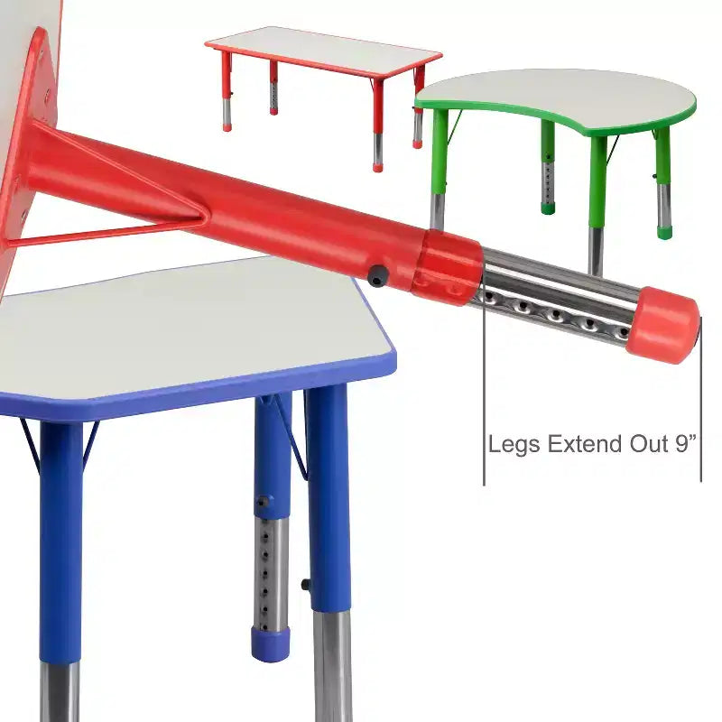 Flash Furniture 21.875W x 26.625L Rectangular Plastic Height Adjustable Activity Table