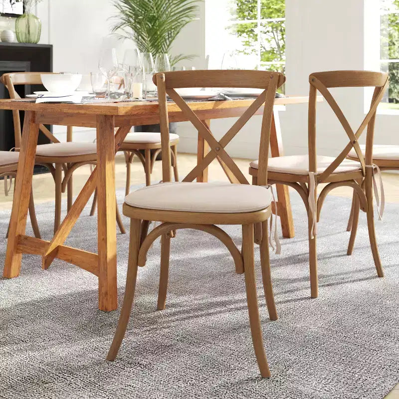 Flash Furniture HERCULES Series Stackable Wood Cross Back Chair with Cushion