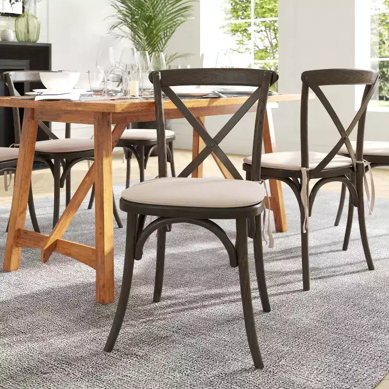 Flash Furniture HERCULES Series Stackable Wood Cross Back Chair with Cushion