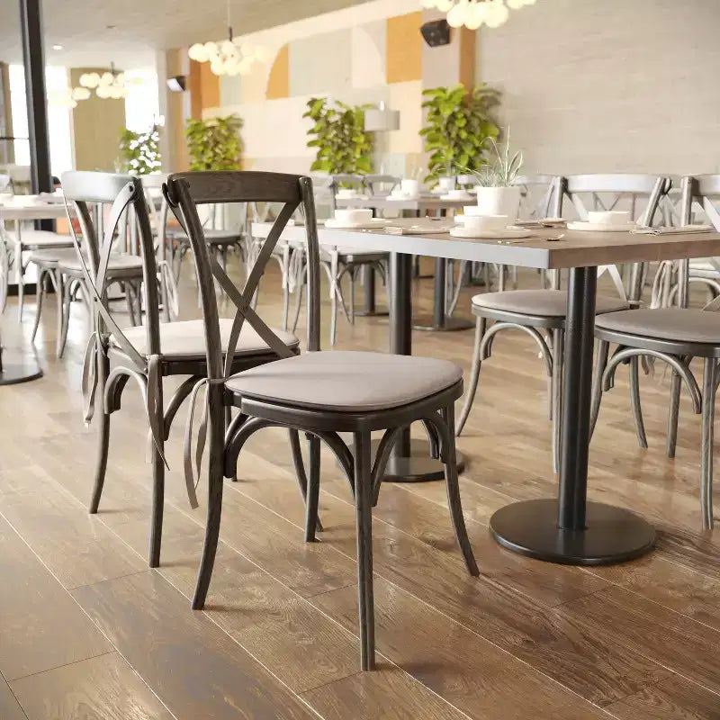 Flash Furniture HERCULES Series Stackable Wood Cross Back Chair with Cushion