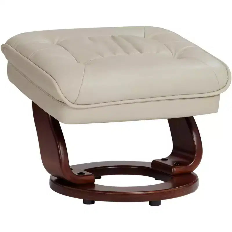 BenchMaster Kyle Taupe Faux Leather Recliner Chair Modern Armchair Ottoman Footrest Ergonomic Manual Reclining Swivel for Bedroom Living Room Reading