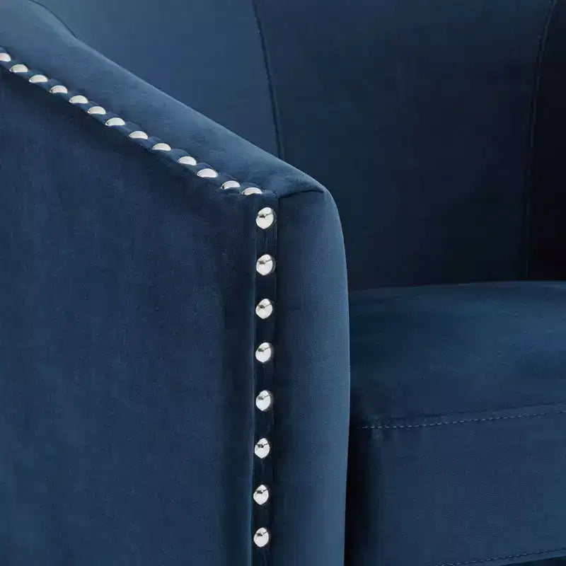 Elements Fullerton Nail Head Trim Navy Blue Swivel Accent Chair