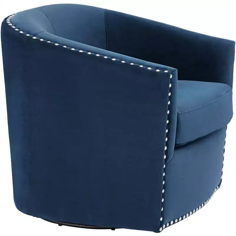 Elements Fullerton Nail Head Trim Navy Blue Swivel Accent Chair