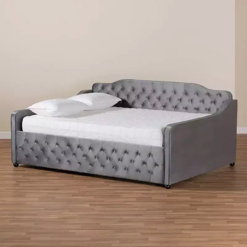 Freda Velvet Fabric Upholstered Button Tufted Daybed - Baxton Studio