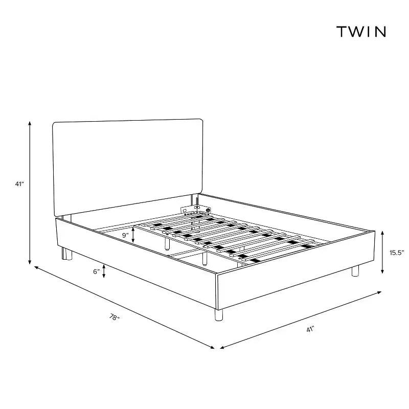 Skyline Furniture Olivia Solid Woven Upholstered Platform Bed Twill