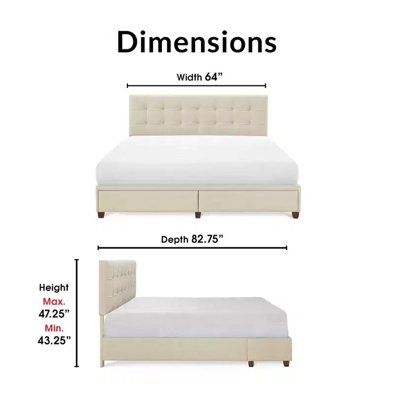 Edmond Storage Bed with Adjustable Height Headboard - ClickDecor