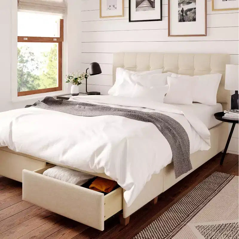 Edmond Storage Bed with Adjustable Height Headboard - ClickDecor