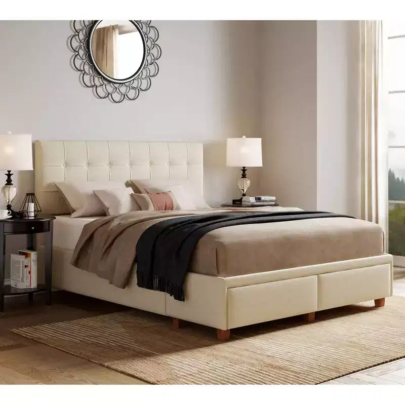 Edmond Storage Bed with Adjustable Height Headboard - ClickDecor
