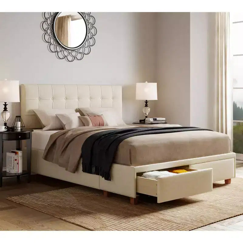 Edmond Storage Bed with Adjustable Height Headboard - ClickDecor