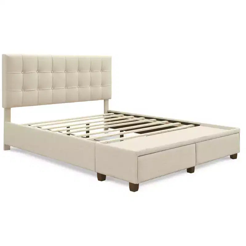 Edmond Storage Bed with Adjustable Height Headboard - ClickDecor