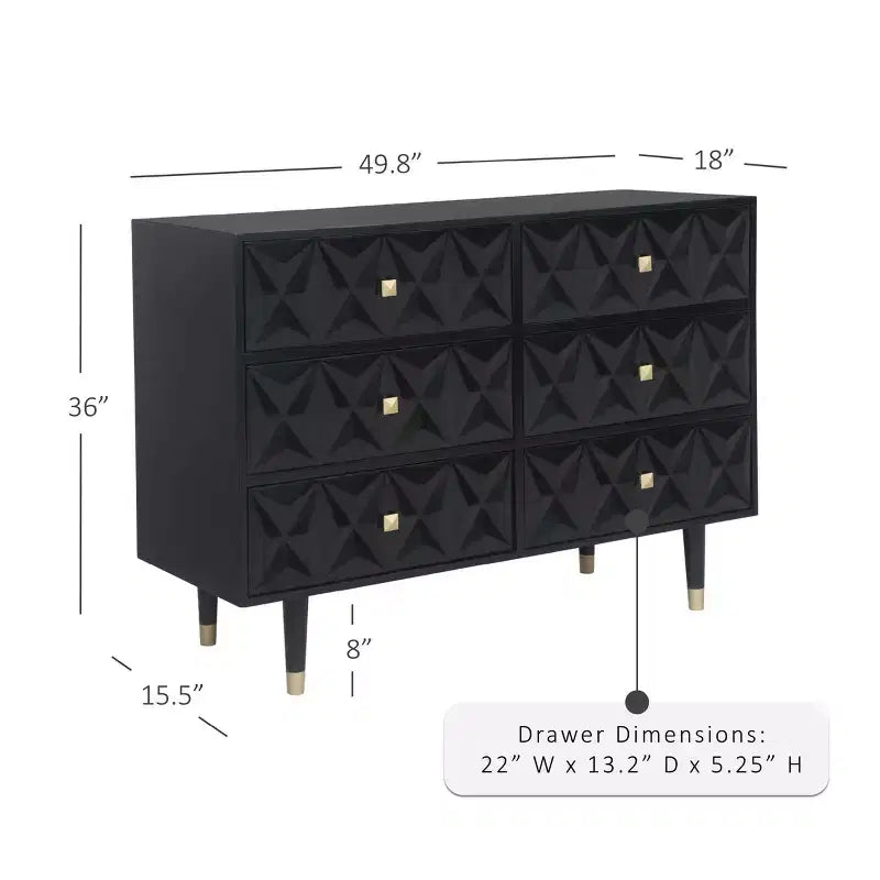 6 Drawer Geo Textured Dresser - Linon