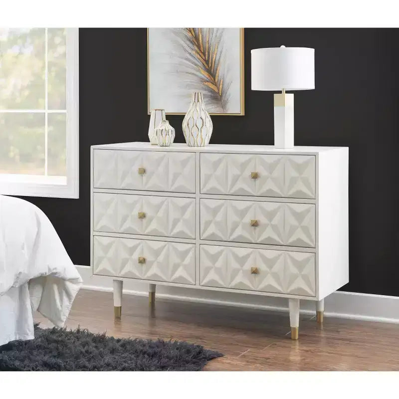 6 Drawer Geo Textured Dresser - Linon