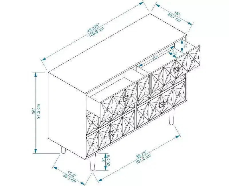 6 Drawer Geo Textured Dresser - Linon