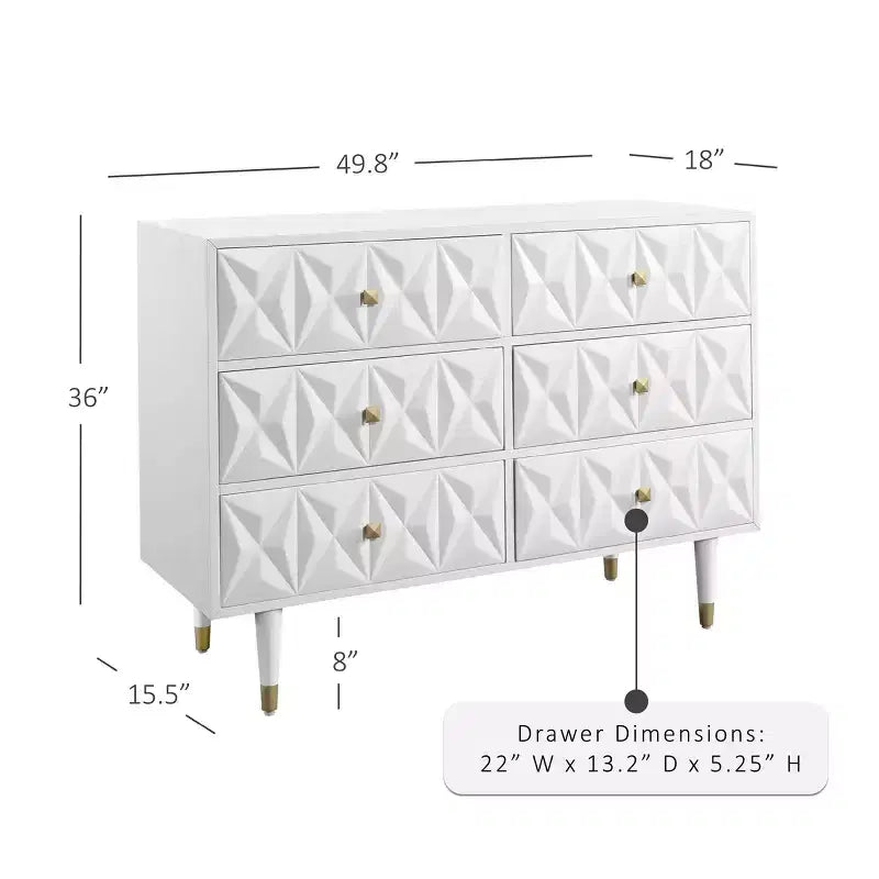 6 Drawer Geo Textured Dresser - Linon