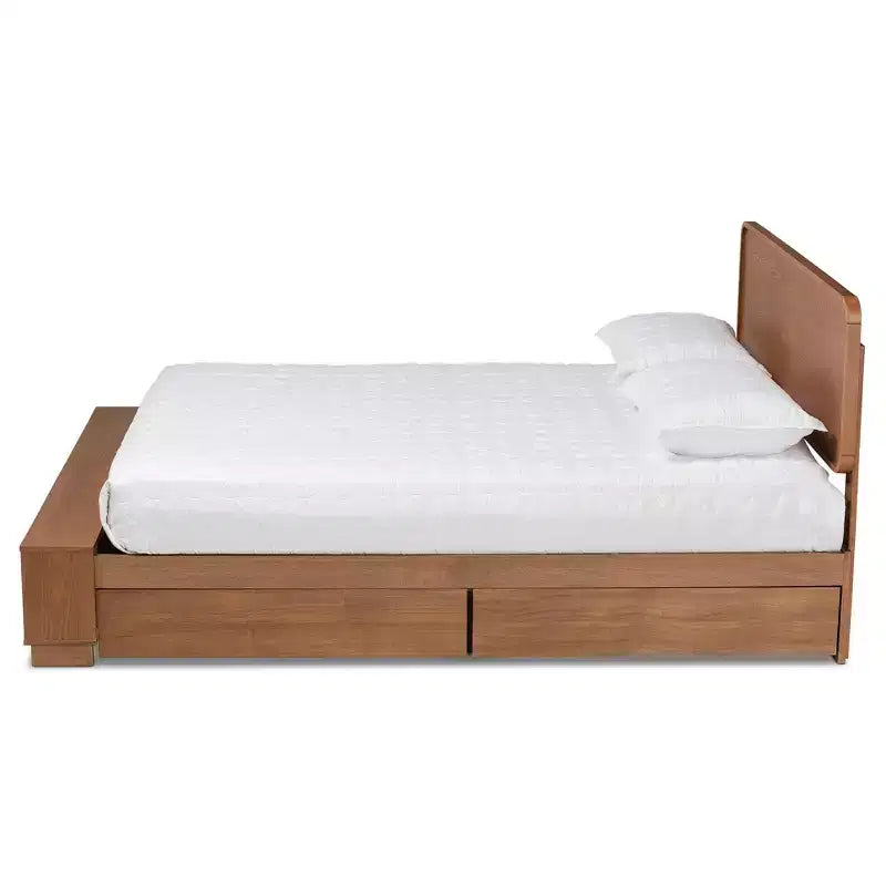 4 Drawer Vita Modern Transitional Wood Platform Storage Bed Walnut/Brown - Baxton Studio
