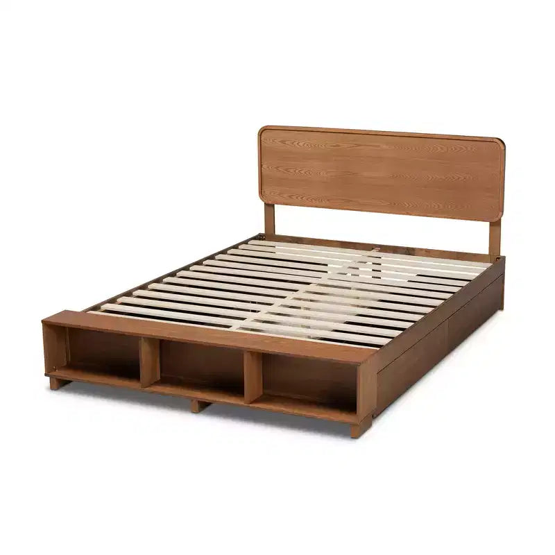 4 Drawer Vita Modern Transitional Wood Platform Storage Bed Walnut/Brown - Baxton Studio
