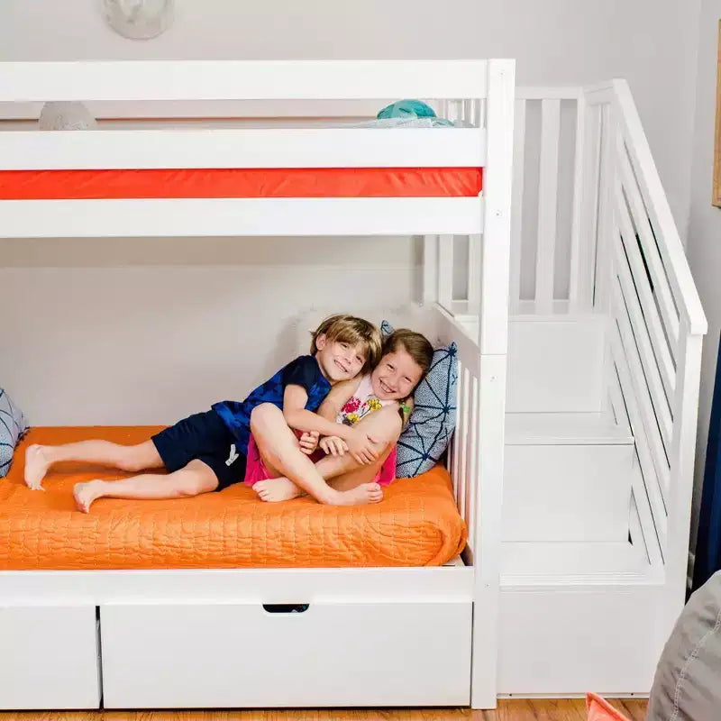 Max & Lily Twin over Twin Staircase Bunk Bed with Storage Drawers