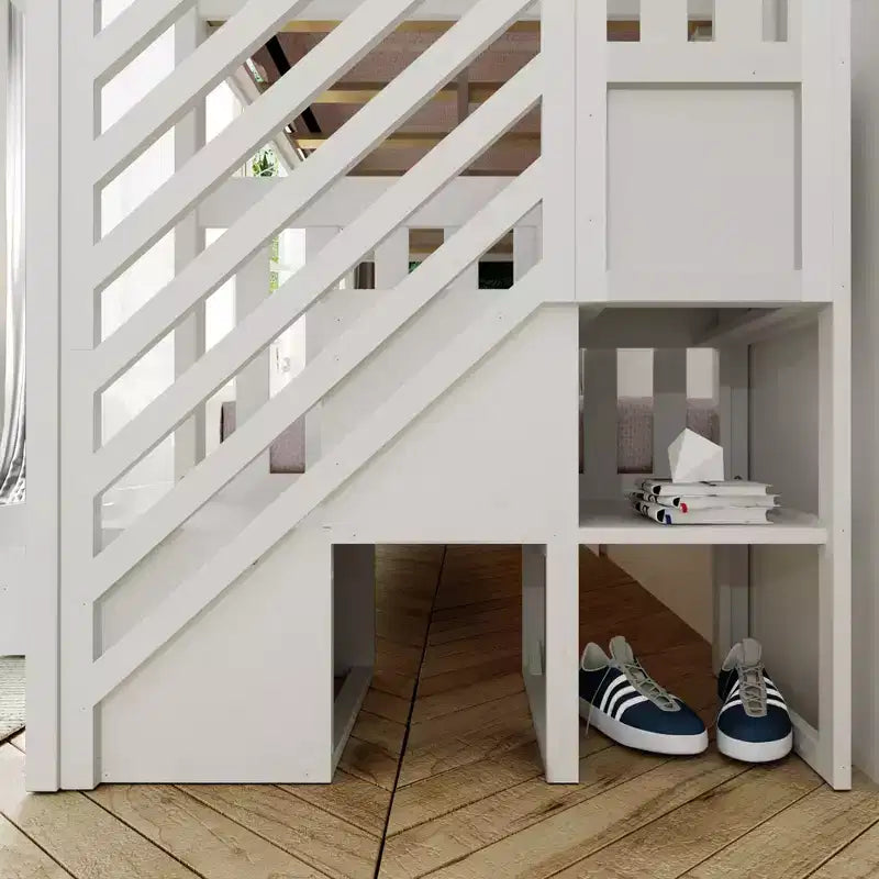Max & Lily Twin over Twin Staircase Bunk Bed with Storage Drawers