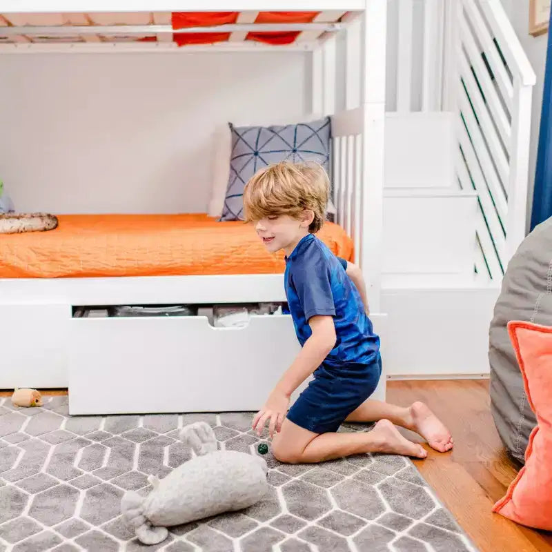 Max & Lily Twin over Twin Staircase Bunk Bed with Storage Drawers
