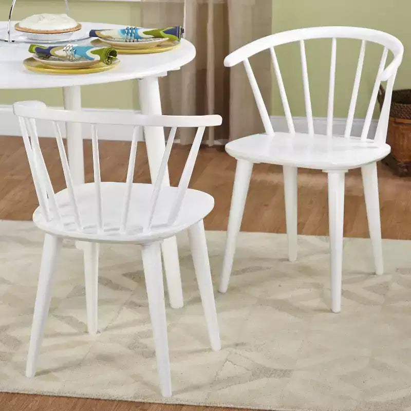 Buylateral Set of 2 Florence Farmhouse Curved Back Solid Wood Spindle Dining Chairs