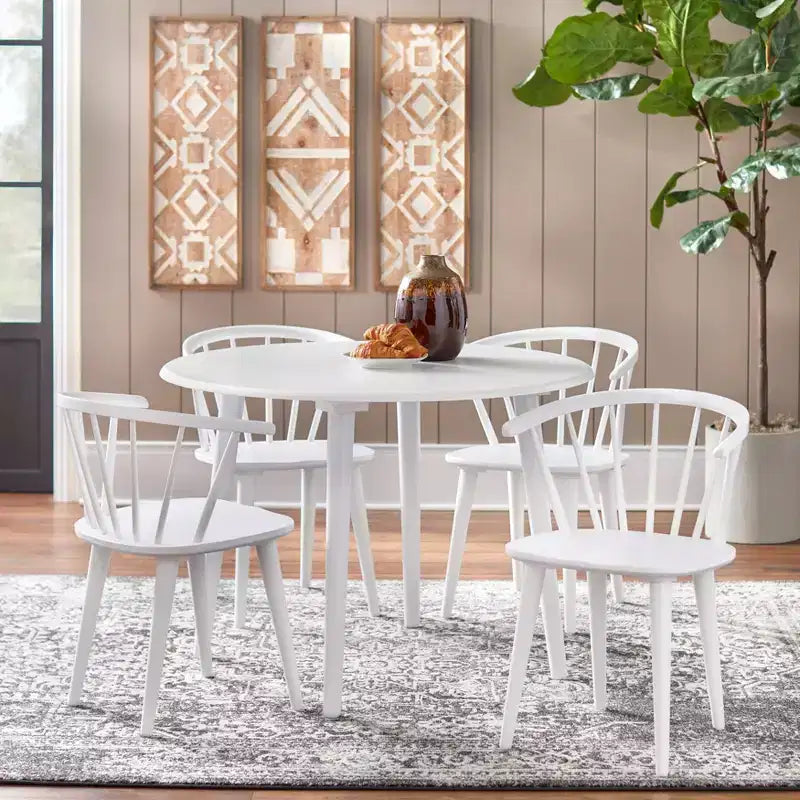 Buylateral Set of 2 Florence Farmhouse Curved Back Solid Wood Spindle Dining Chairs