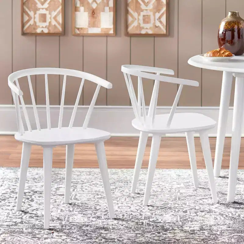 Buylateral Set of 2 Florence Farmhouse Curved Back Solid Wood Spindle Dining Chairs