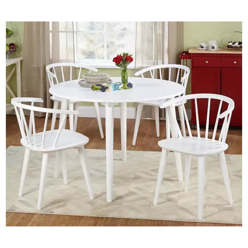 Buylateral Set of 2 Florence Farmhouse Curved Back Solid Wood Spindle Dining Chairs