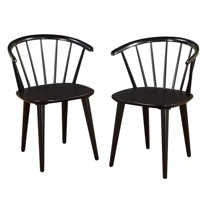 Buylateral Set of 2 Florence Farmhouse Curved Back Solid Wood Spindle Dining Chairs