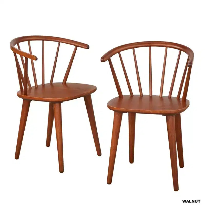 Buylateral Set of 2 Florence Farmhouse Curved Back Solid Wood Spindle Dining Chairs