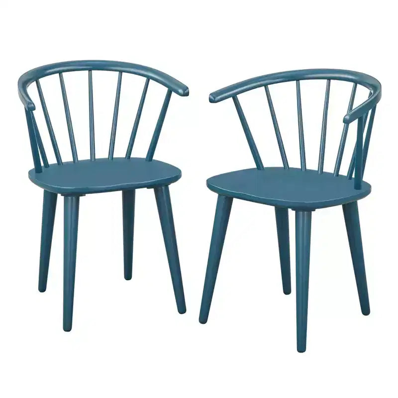 Buylateral Set of 2 Florence Farmhouse Curved Back Solid Wood Spindle Dining Chairs