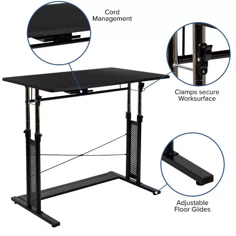 Flash Furniture Height Adjustable (27.25-35.75H) Sit to Stand Home Office Desk