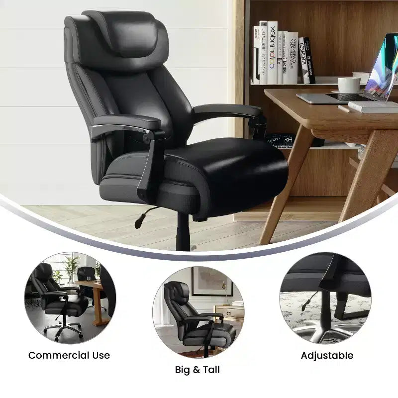 Flash Furniture HERCULES Series Big & Tall 500 lb. Rated LeatherSoft Executive Swivel Ergonomic Office Chair with Height Adjustable Headrest