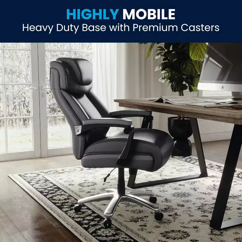 Flash Furniture HERCULES Series Big & Tall 500 lb. Rated LeatherSoft Executive Swivel Ergonomic Office Chair with Height Adjustable Headrest