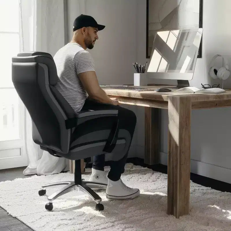 Flash Furniture HERCULES Series Big & Tall 500 lb. Rated LeatherSoft Executive Swivel Ergonomic Office Chair with Height Adjustable Headrest