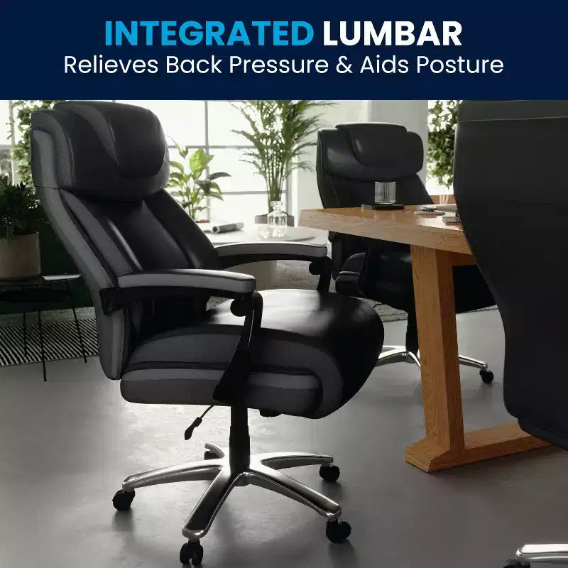 Flash Furniture HERCULES Series Big & Tall 500 lb. Rated LeatherSoft Executive Swivel Ergonomic Office Chair with Height Adjustable Headrest