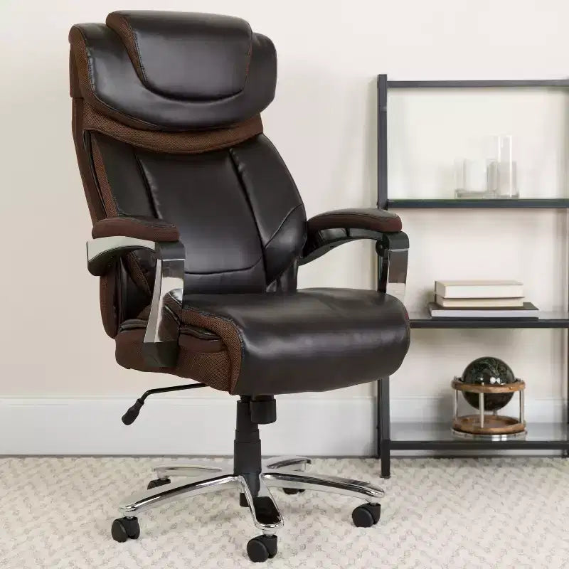 Flash Furniture HERCULES Series Big & Tall 500 lb. Rated LeatherSoft Executive Swivel Ergonomic Office Chair with Height Adjustable Headrest