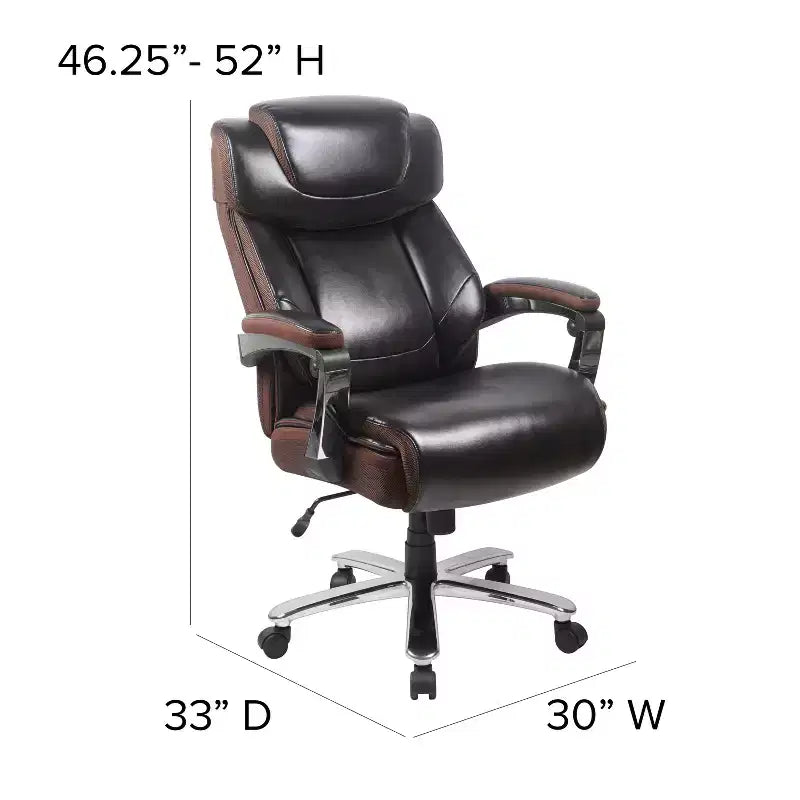 Flash Furniture HERCULES Series Big & Tall 500 lb. Rated LeatherSoft Executive Swivel Ergonomic Office Chair with Height Adjustable Headrest