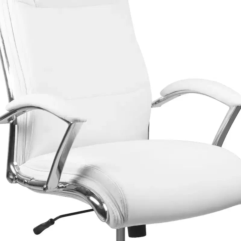 Flash Furniture High Back Designer Smooth Upholstered Executive Swivel Office Chair with Chrome Base and Arms