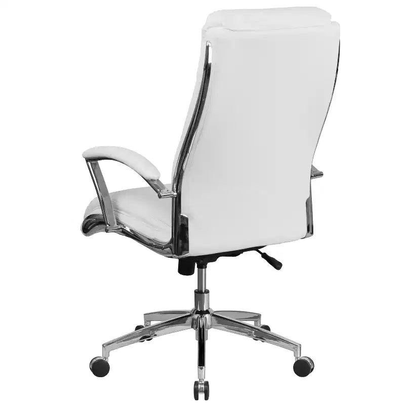 Flash Furniture High Back Designer Smooth Upholstered Executive Swivel Office Chair with Chrome Base and Arms
