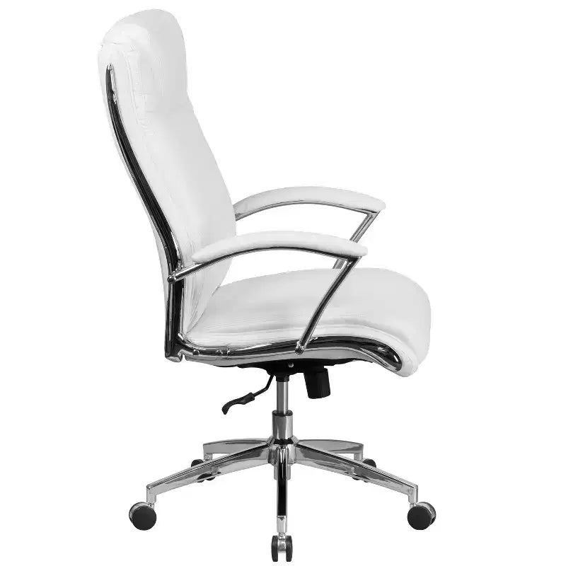 Flash Furniture High Back Designer Smooth Upholstered Executive Swivel Office Chair with Chrome Base and Arms