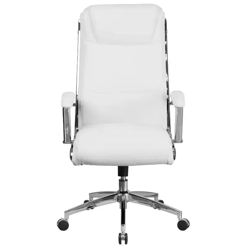 Flash Furniture High Back Designer Smooth Upholstered Executive Swivel Office Chair with Chrome Base and Arms