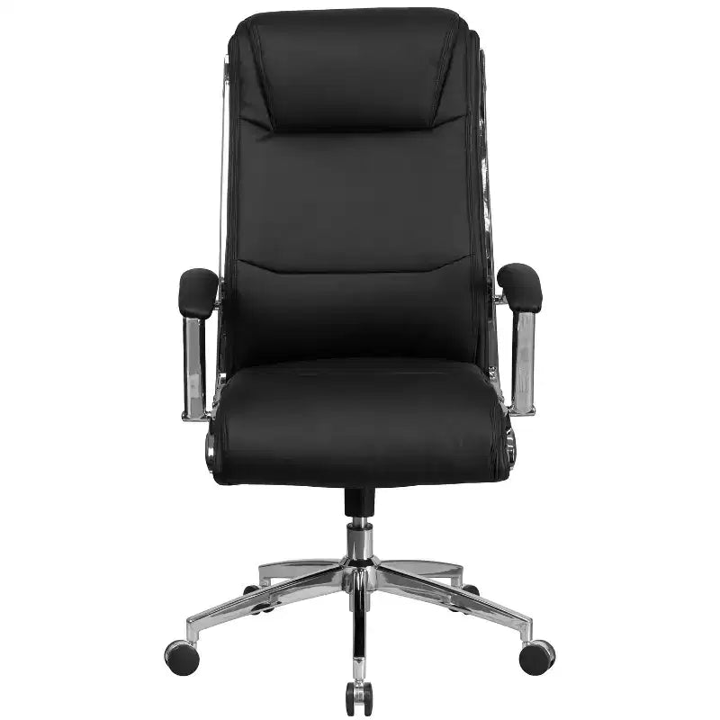 Flash Furniture High Back Designer Smooth Upholstered Executive Swivel Office Chair with Chrome Base and Arms