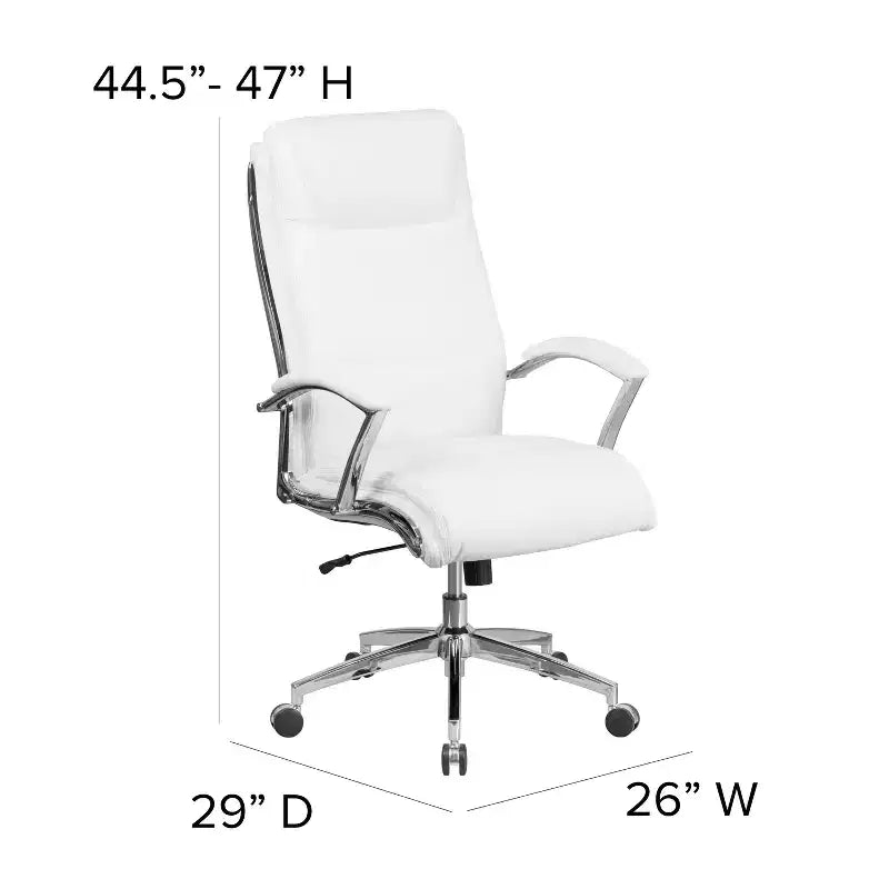 Flash Furniture High Back Designer Smooth Upholstered Executive Swivel Office Chair with Chrome Base and Arms